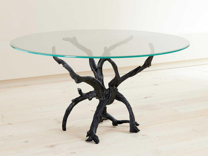 Monterey Round 60-Inch Glass Top Dining Table in Natural Iron
