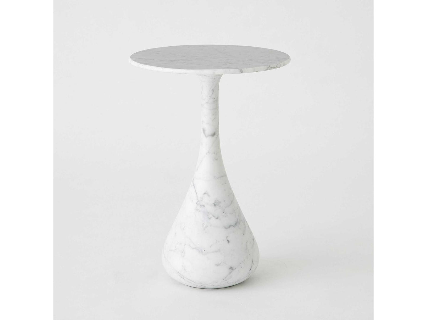 Dea Round Marble Grey White End Table