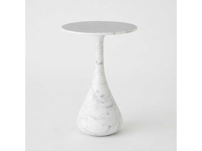 Dea Round Marble Grey White End Table