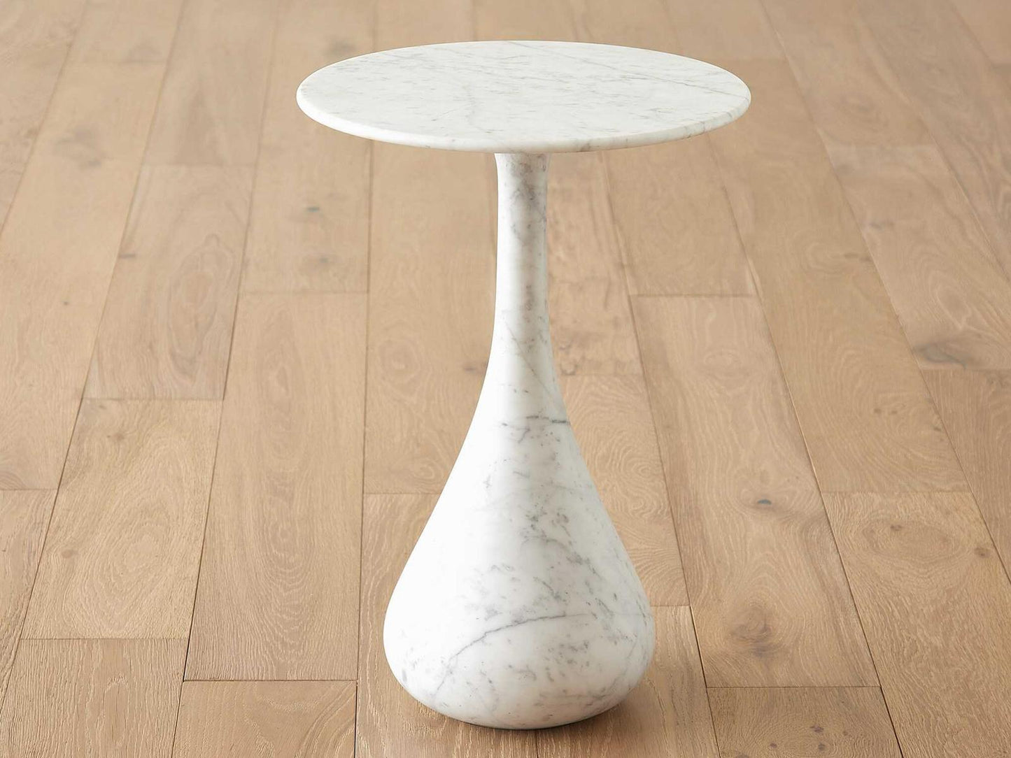 Dea Round Marble Grey White End Table