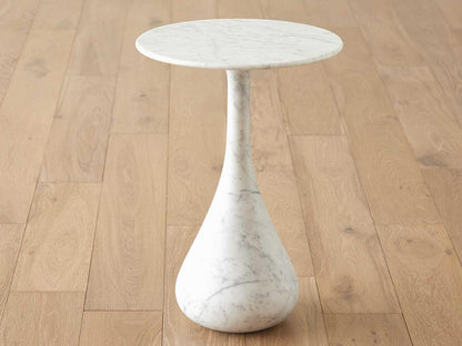 Dea Round Marble Grey White End Table