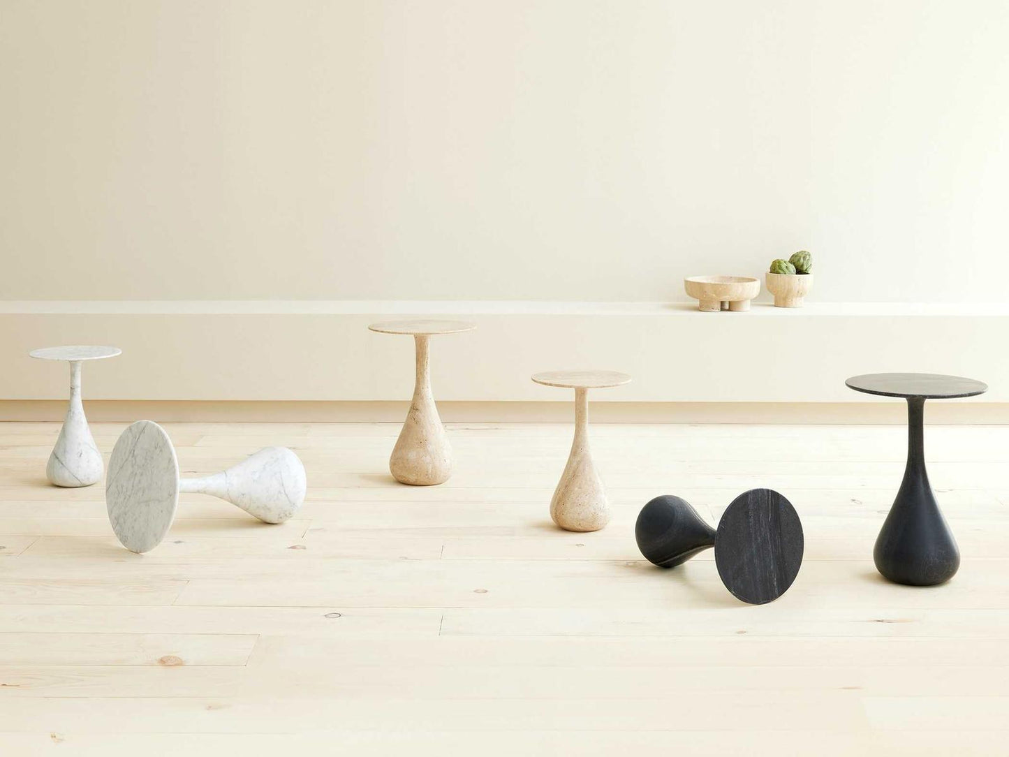 Dea Round Marble Grey White End Table