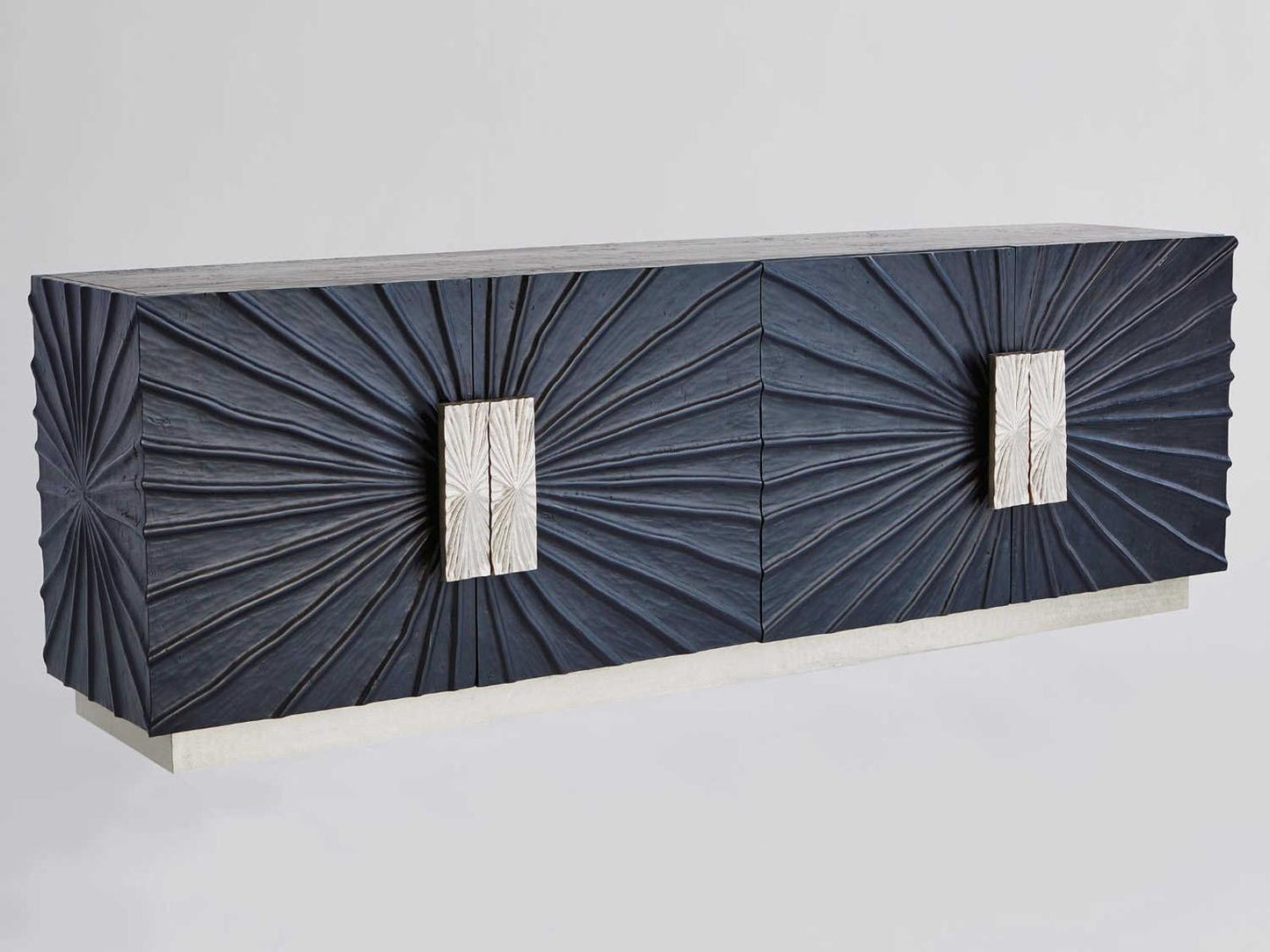 Pleated Media Sideboard in Black Onyx Pine Wood with Black Nickel