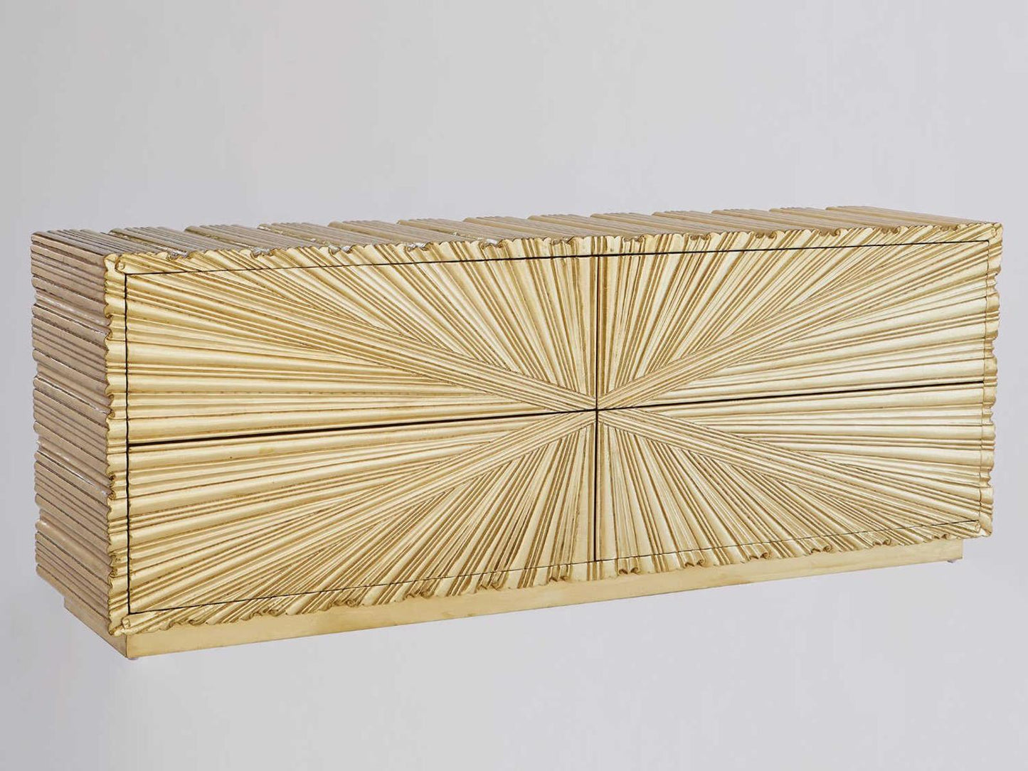 Linenfold Brass Sideboard with Textured Starburst Pattern