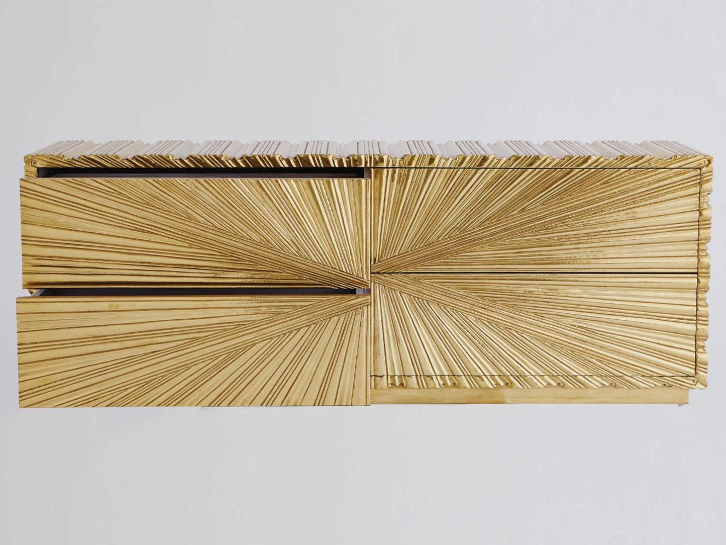 Linenfold Brass Sideboard with Textured Starburst Pattern