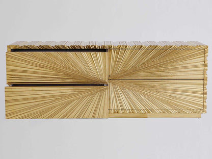 Linenfold Brass Sideboard with Textured Starburst Pattern