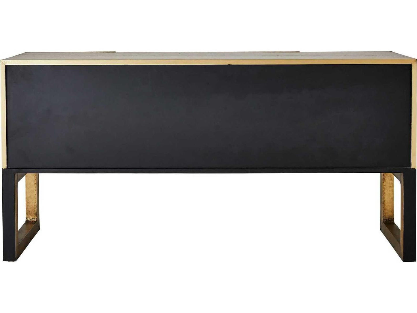 Gypsum Rectangular Console Table with Selenite and Antique Brass