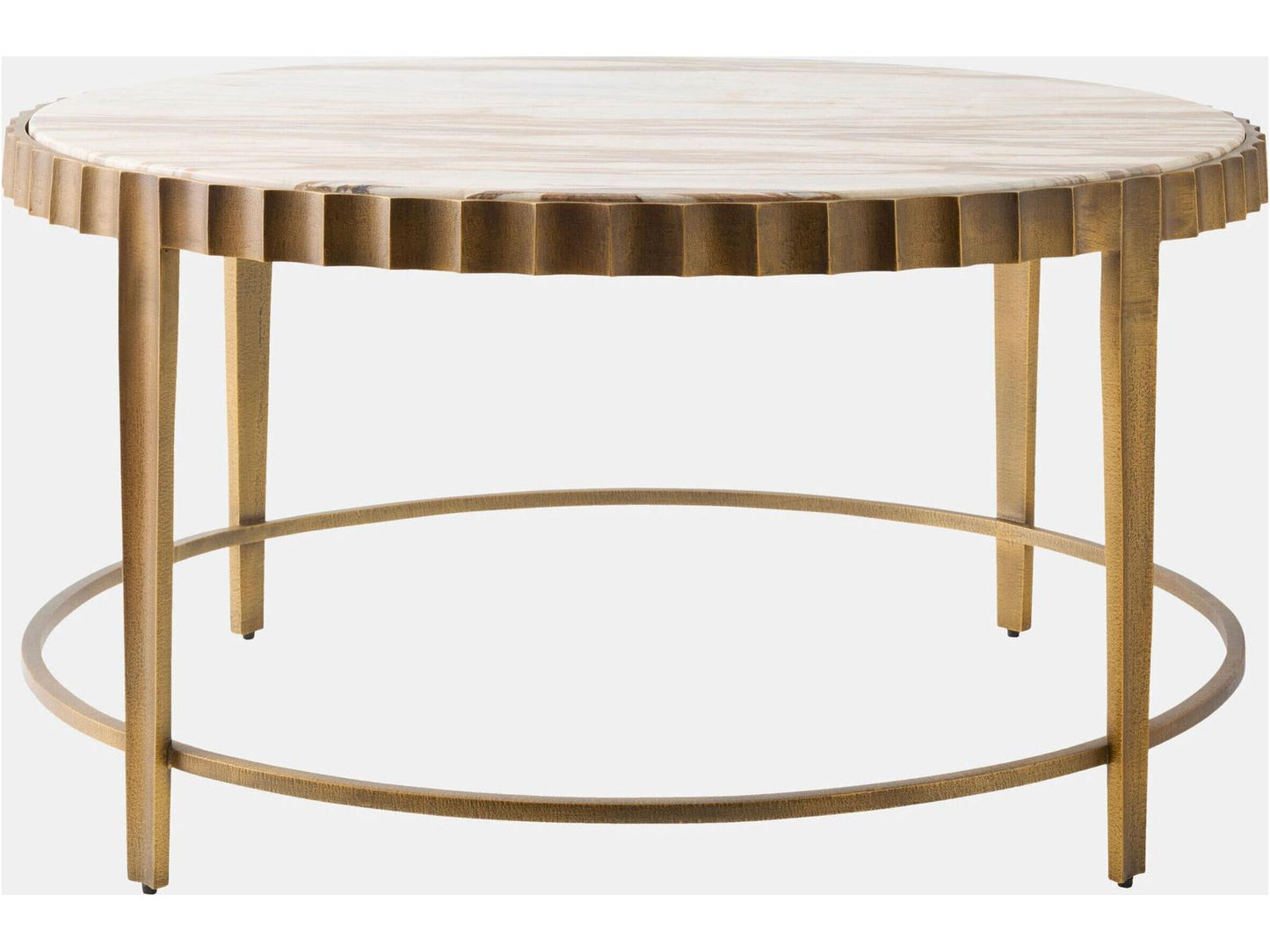 Liberty Round Marble Vintage Brass Honed Coffee Table