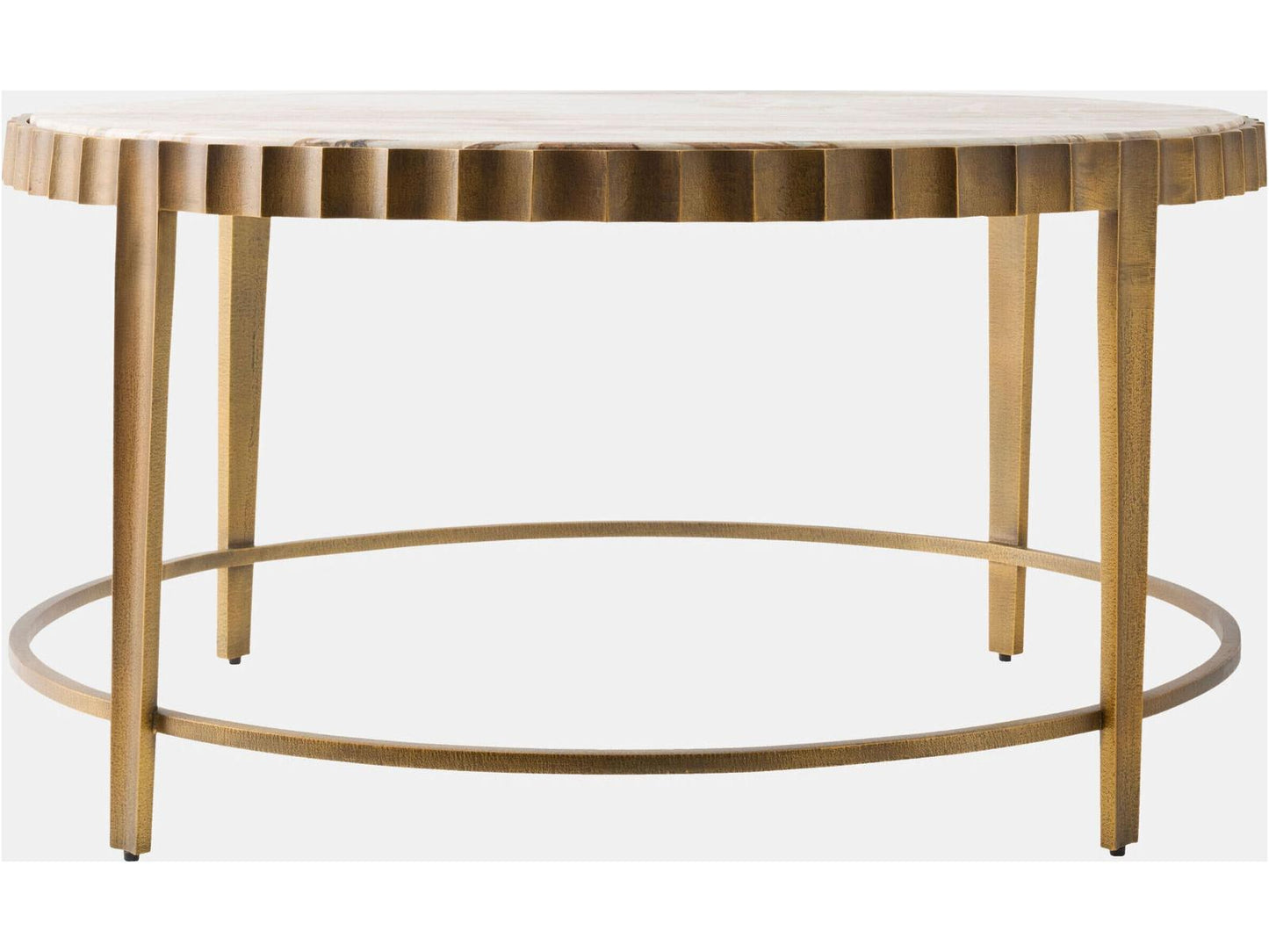 Liberty Round Marble Vintage Brass Honed Coffee Table