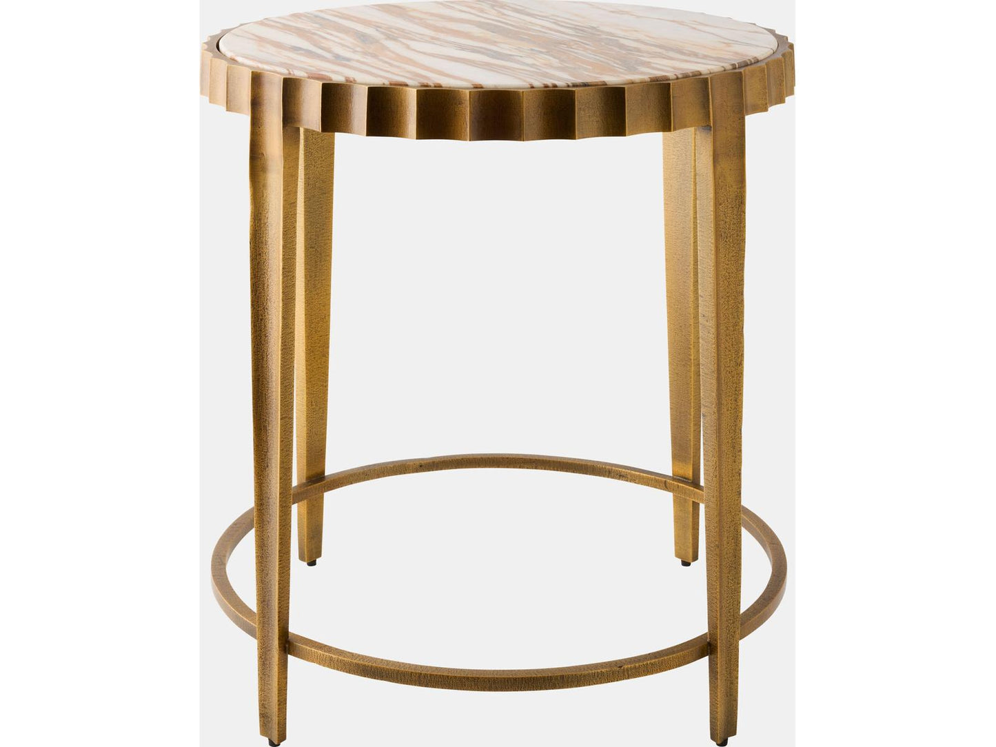 Liberty Round Marble Vintage Brass Natural End Table