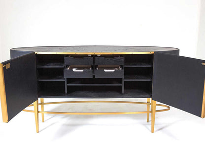 Ellipse 72-Inch Oak Wood Sideboard in Black Golden