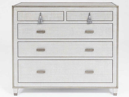 Argento 5-Drawer Chest with Silvered Raffia and Pewter Trim