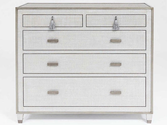 Argento 5-Drawer Chest with Silvered Raffia and Pewter Trim