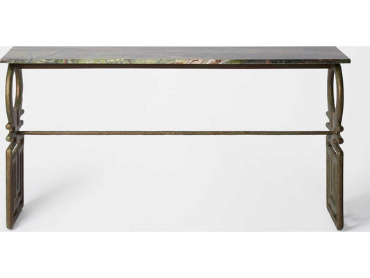 Carthago Rectangular Fiberglass Verdigris Console Table