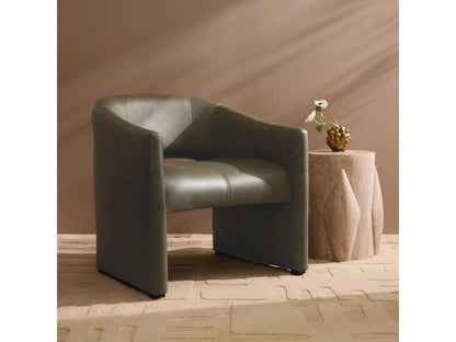 Tusk Round Honed Travertine End Table with Hand-Carved Ridges
