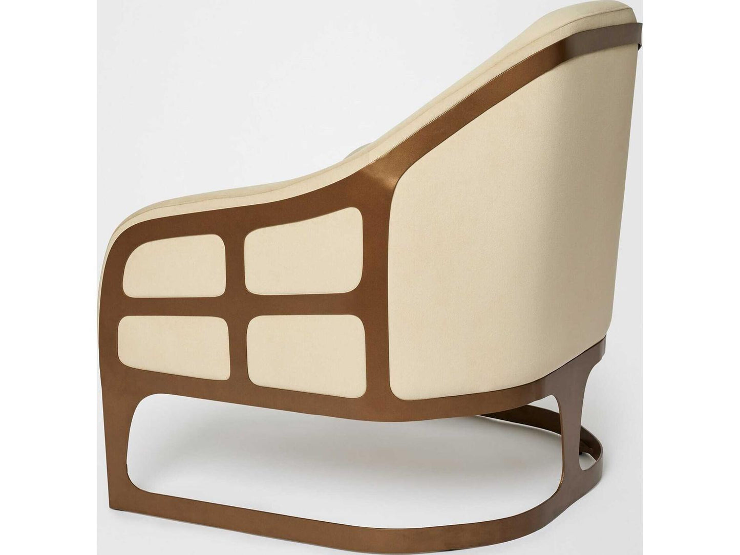 Soho Accent Chair in Deep Bronze Metal and Cream Fabric