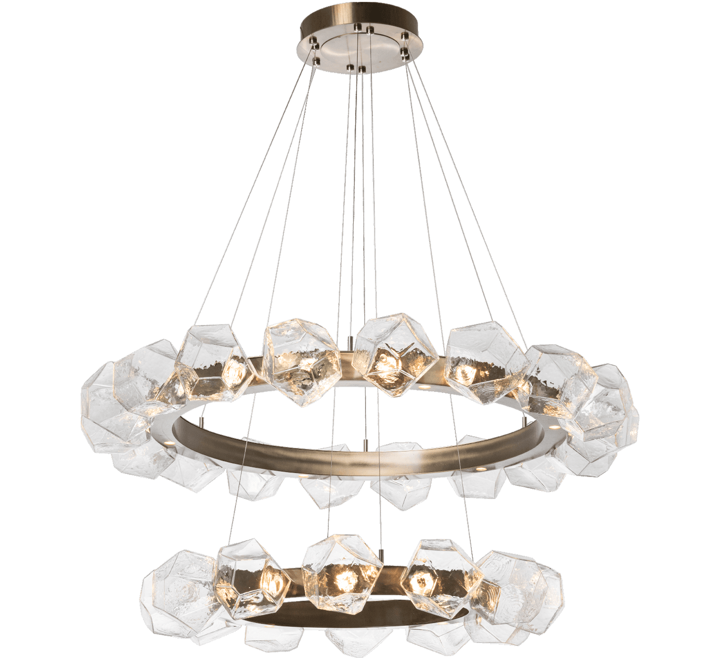 Gem 48" Wide 40 Light Hand Blown Glass LED 2 Tier Radial Ring Chandelier