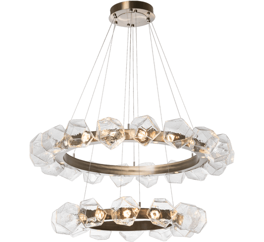 Gem 48" Wide 40 Light Hand Blown Glass LED 2 Tier Radial Ring Chandelier