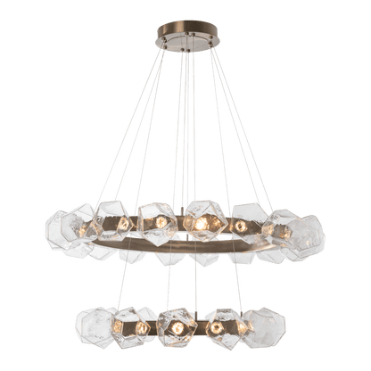 Gem 48" Wide 40 Light Hand Blown Glass LED 2 Tier Radial Ring Chandelier