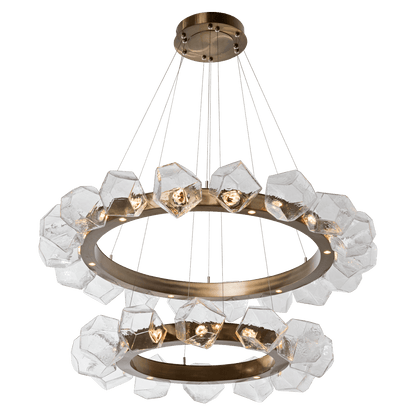 Gem 48" Wide 40 Light Hand Blown Glass LED 2 Tier Radial Ring Chandelier