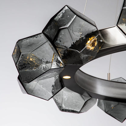 Gem 36" Wide 16 Light Hand Blown Glass LED Radial Ring Chandelier