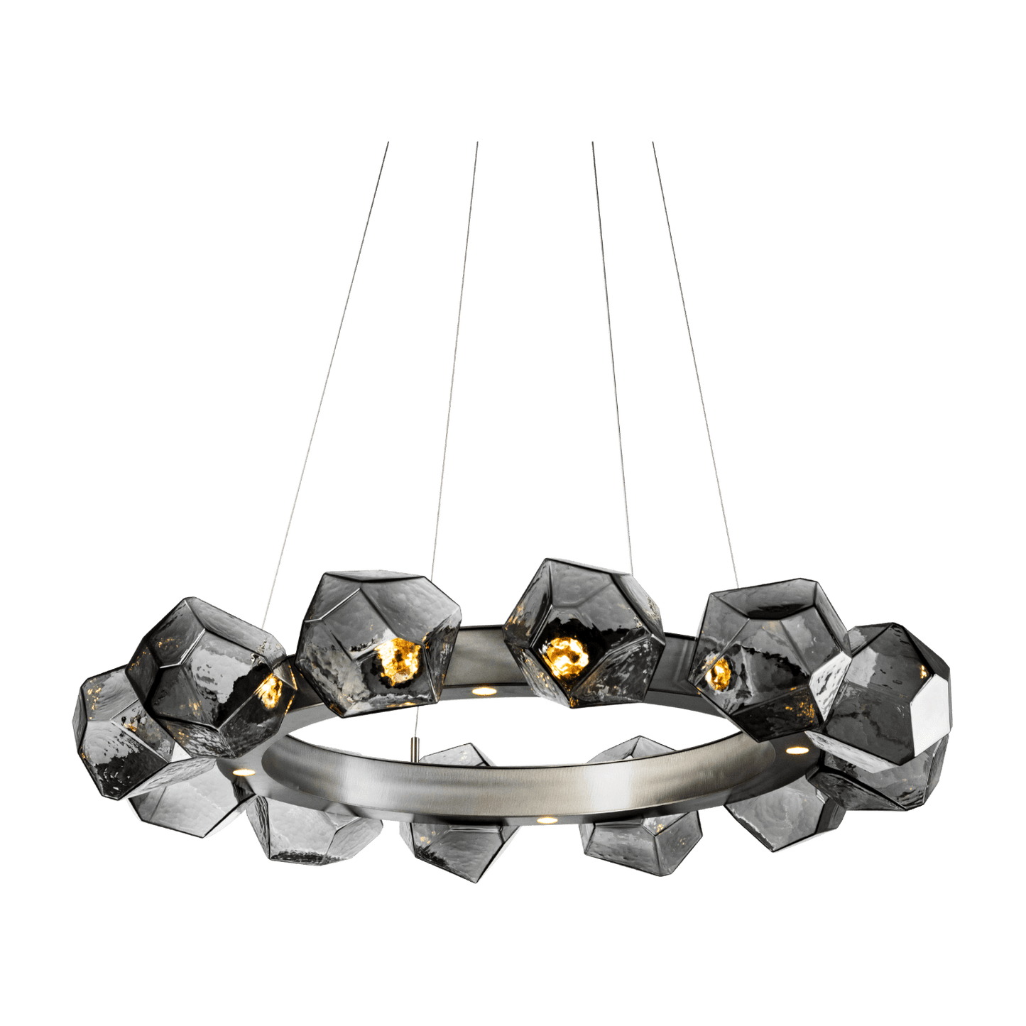 Gem 36" Wide 16 Light Hand Blown Glass LED Radial Ring Chandelier