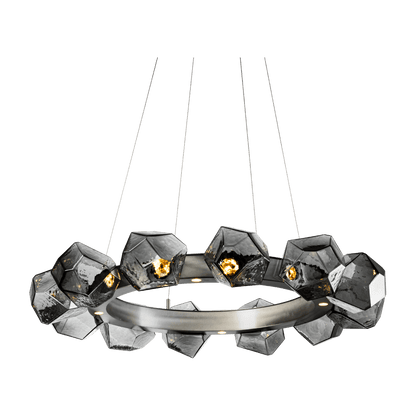Gem 36" Wide 16 Light Hand Blown Glass LED Radial Ring Chandelier