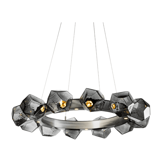 Gem 36" Wide 16 Light Hand Blown Glass LED Radial Ring Chandelier