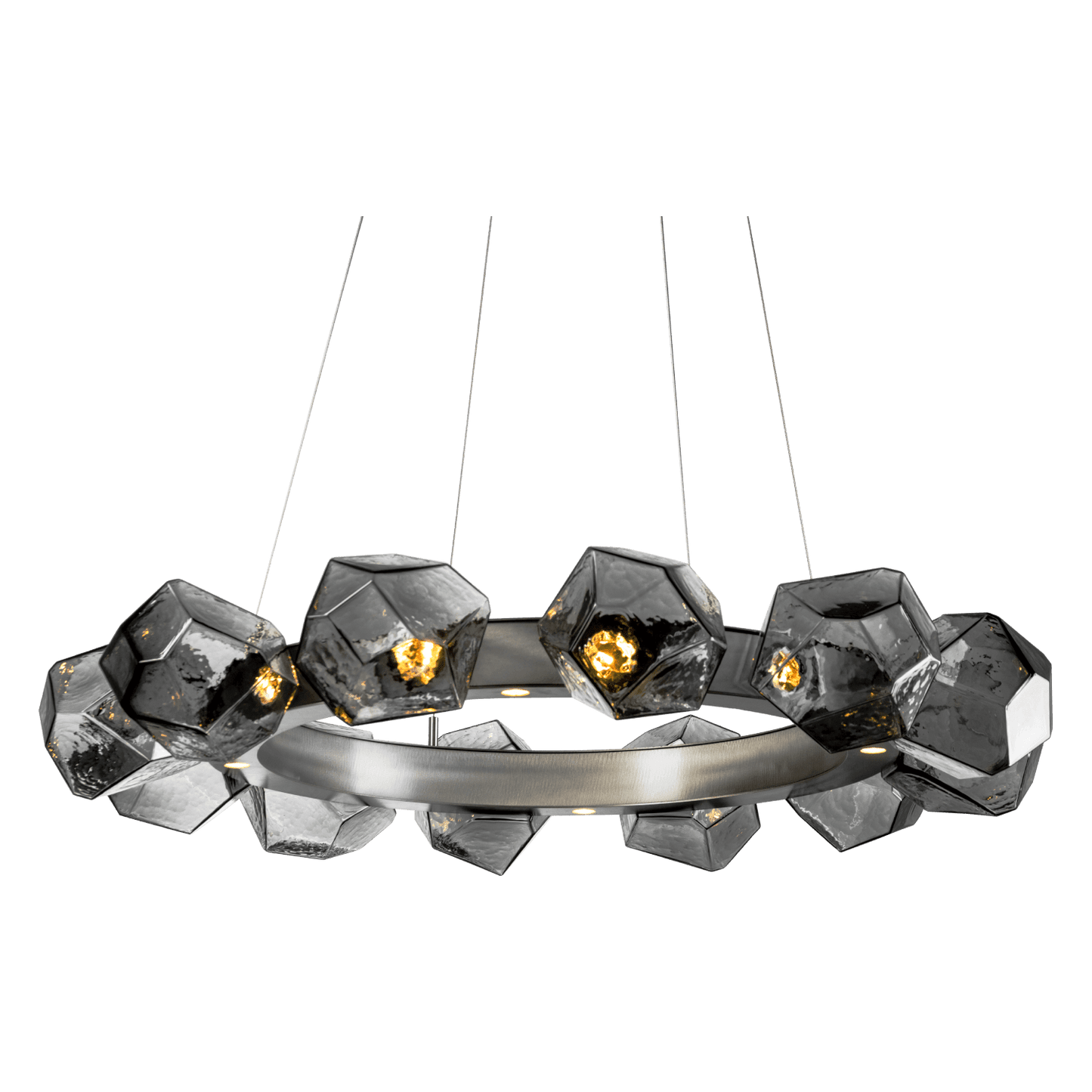 Gem 36" Wide 16 Light Hand Blown Glass LED Radial Ring Chandelier