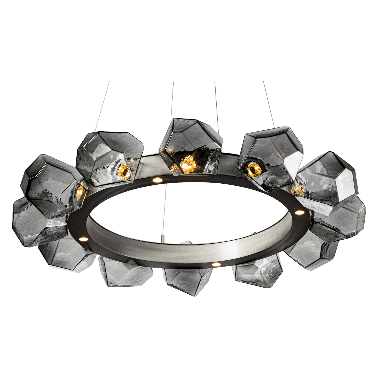 Gem 36" Wide 16 Light Hand Blown Glass LED Radial Ring Chandelier