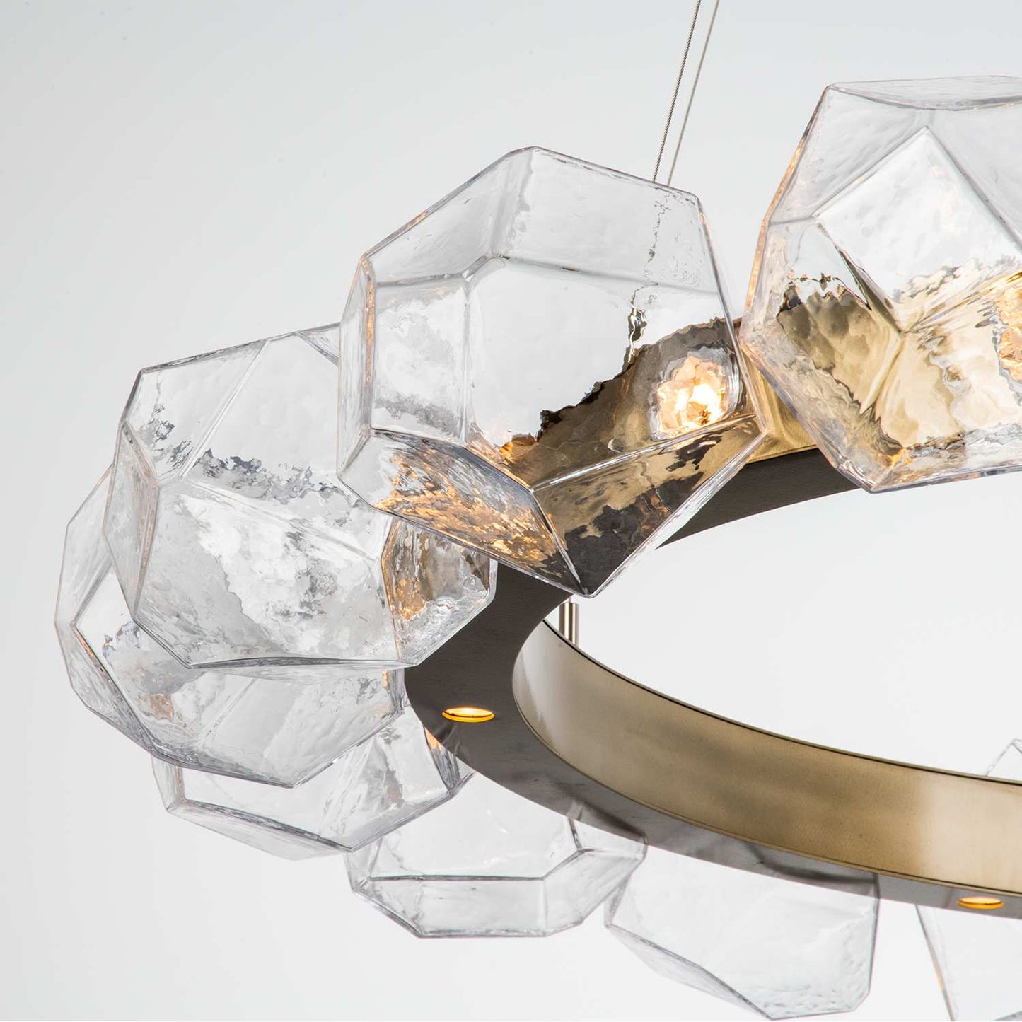 Gem 48" Wide 24 Light Hand Blown Glass LED Radial Ring Chandelier