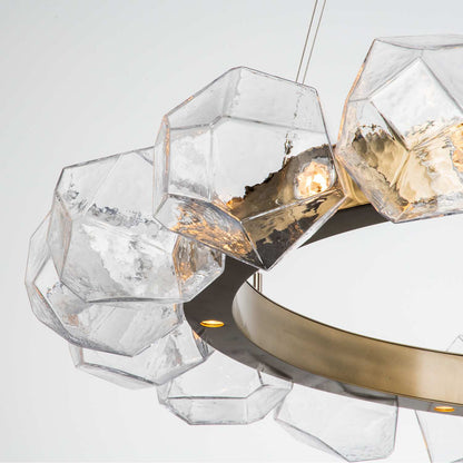 Gem 48" Wide 24 Light Hand Blown Glass LED Radial Ring Chandelier