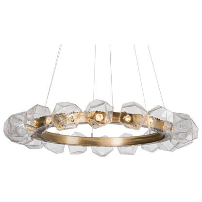 Gem 48" Wide 24 Light Hand Blown Glass LED Radial Ring Chandelier