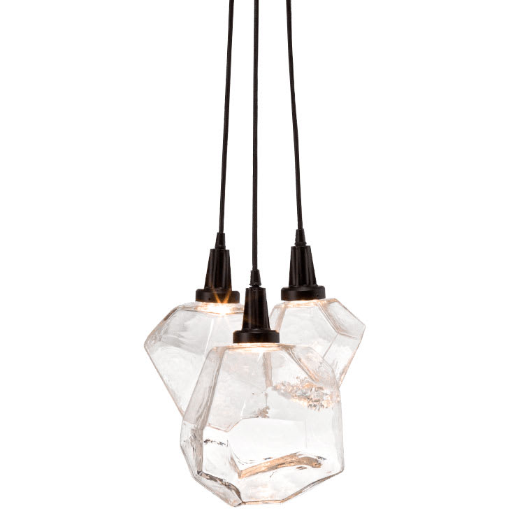 Gem 14" Wide 3 Light Hand Blown Glass LED Pendant Cluster