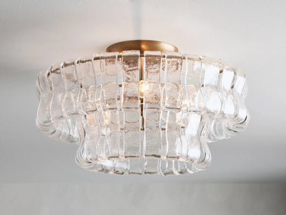 Limo 2-Tier Glass Round Flushmount 18"