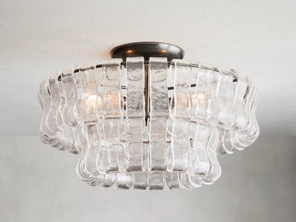 Limo 2-Tier Glass Round Flushmount 18"