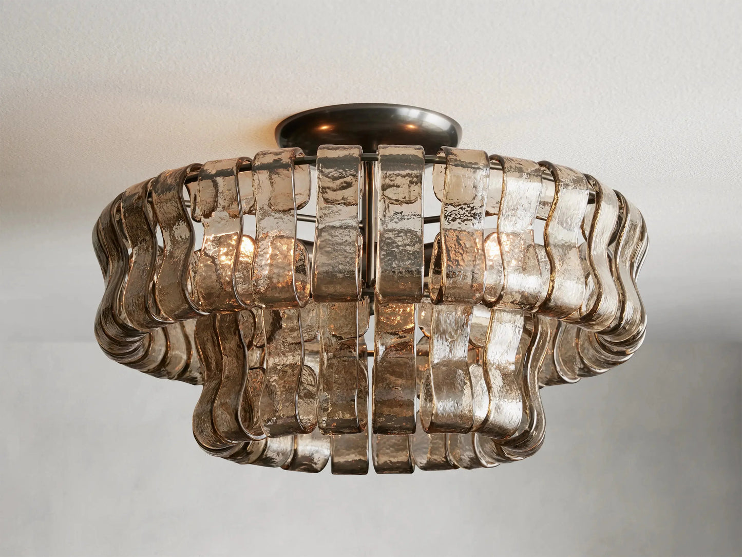 Limo 2-Tier Glass Round Flushmount 18"