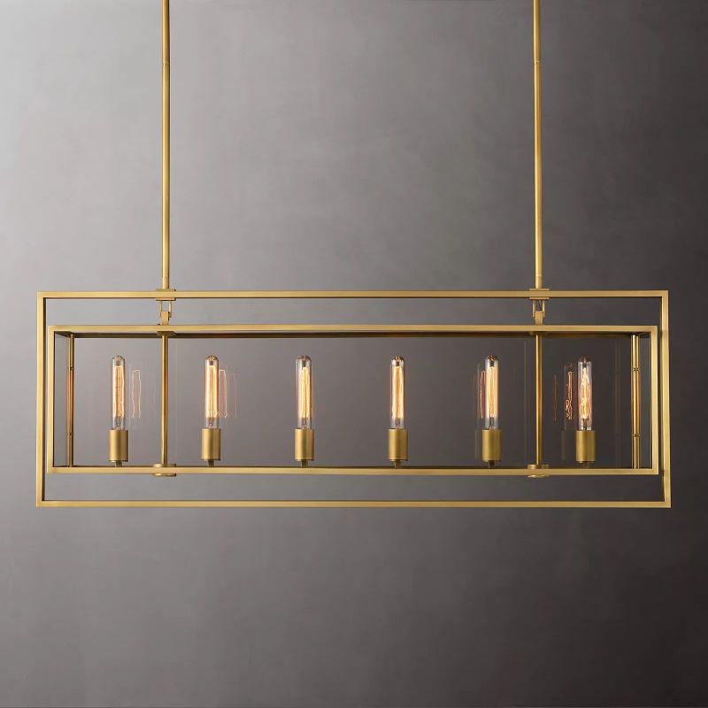 Beckor Glass Lantern Rectangular Chandelier 54"