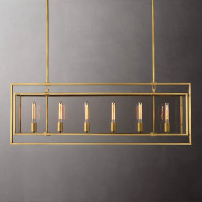 Beckor Glass Lantern Rectangular Chandelier 54"