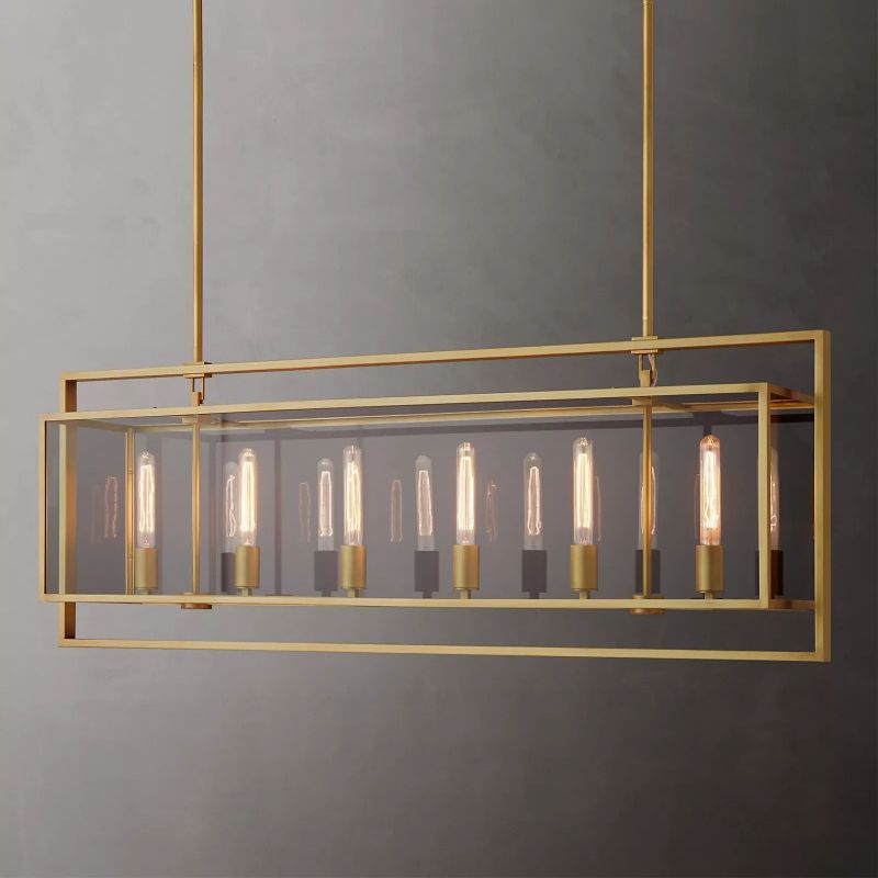 Beckor Glass Lantern Rectangular Chandelier 54"