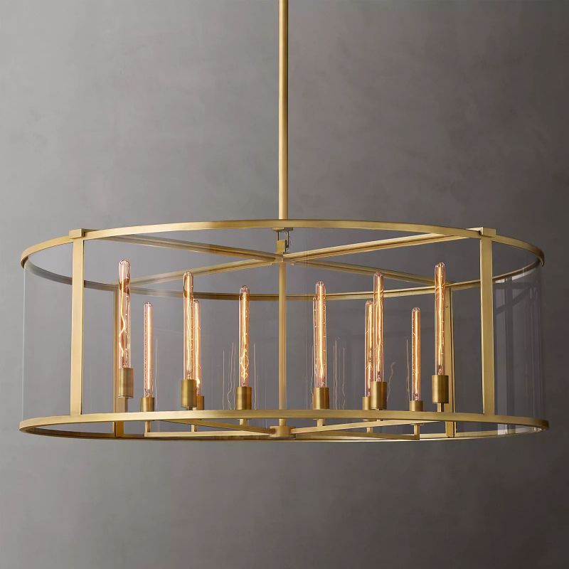 Beckor Glass Lantern Modern Round Chandelier 55"