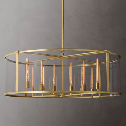 Beckor Glass Lantern Modern Round Chandelier 55"