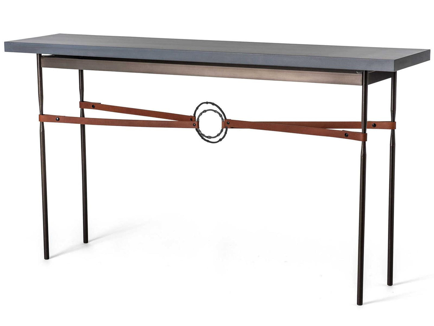 Equus Rectangular Console Table with Maple Top and Leather Accents