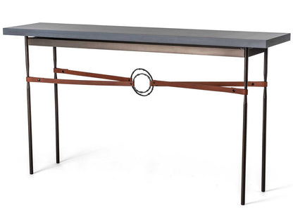 Equus Rectangular Console Table with Maple Top and Leather Accents