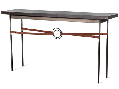 Equus Rectangular Console Table with Maple Top and Leather Accents