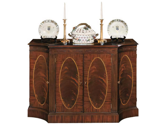 51 Inch Mahogany Wood Credenza Sideboard with Brass Hardware