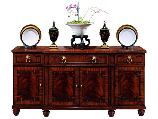 Breakfront Sideboard Mahogany Wood Inlays