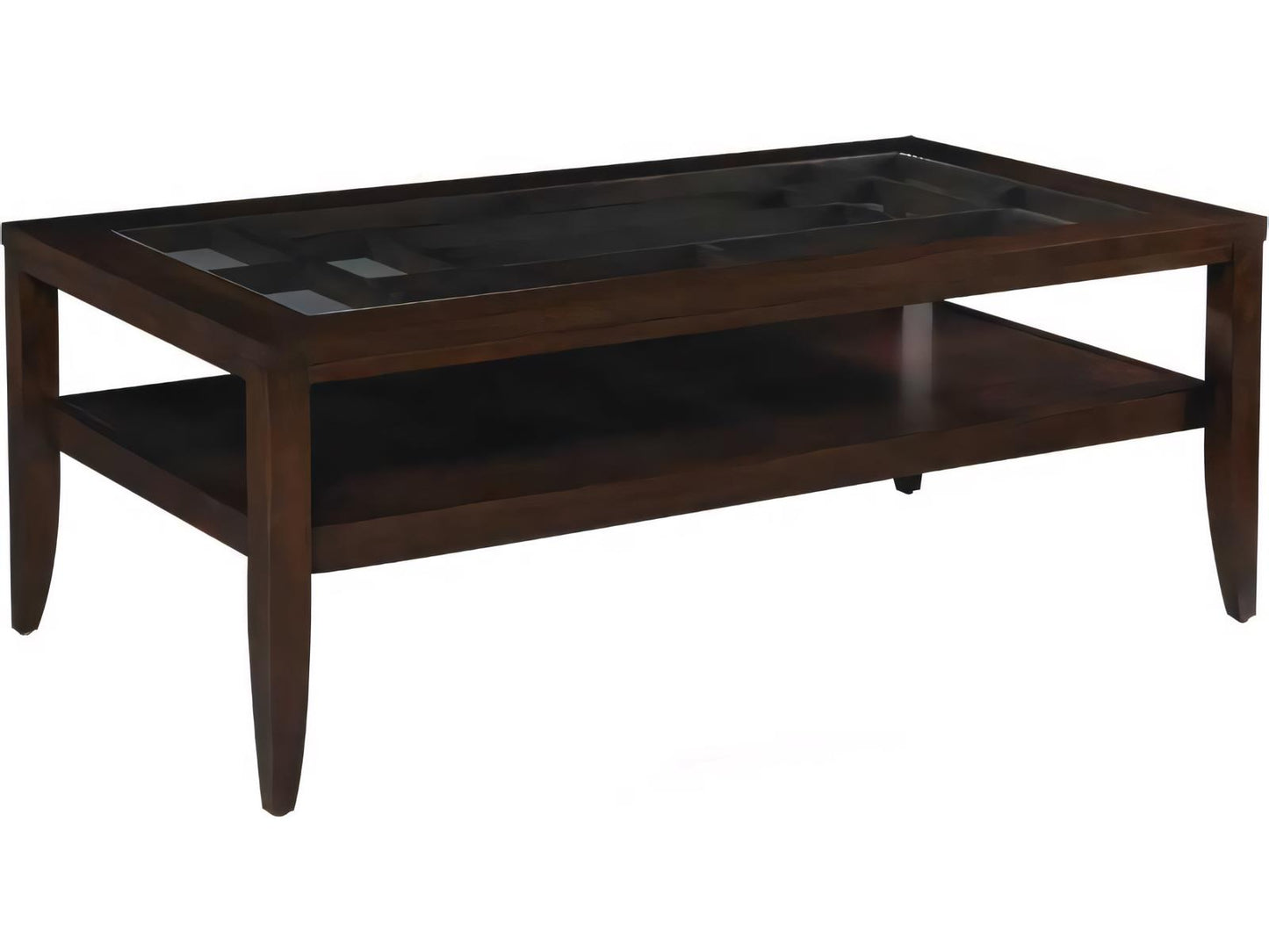 Rectangular Glass Coffee Table with Lower Shelf