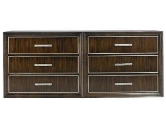 Custom Elements Cabinet 6-Drawer Double Dresser in Brown Maple Wood
