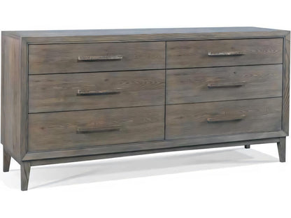 Odyssey 6-Drawer Gray Ash Wood Double Dresser with Soft Close Drawers